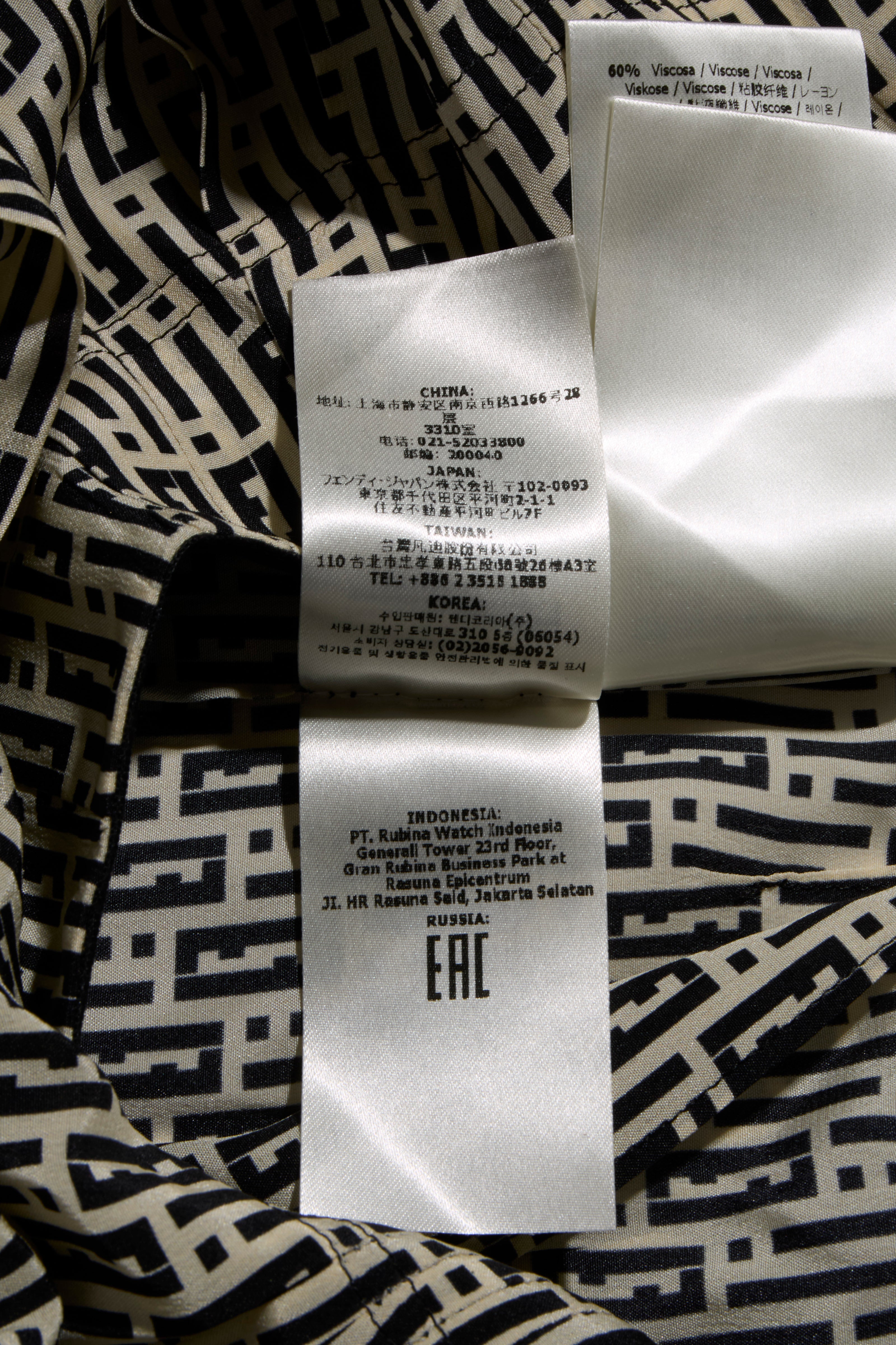 Fendi Pre-Fall 2012 Rare Black Ivory Monogram Wool Silk 3-Piece Skirt Suit Set (Coat, Blouse, Skirt)