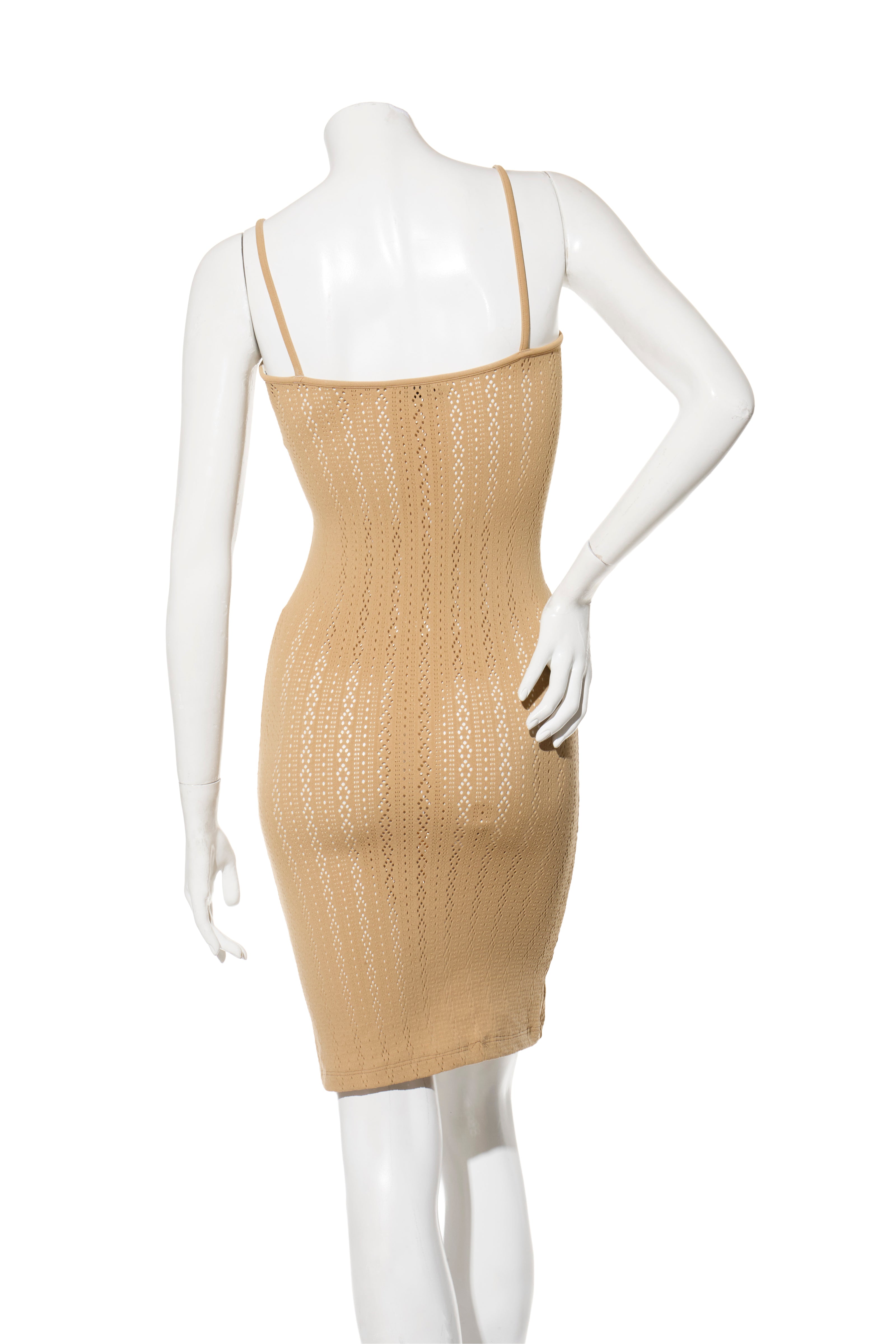 Fendi Pre-Fall 2021 Sheer Organza Shirt Dress Knit Slip & Leather Belt Set IT 40