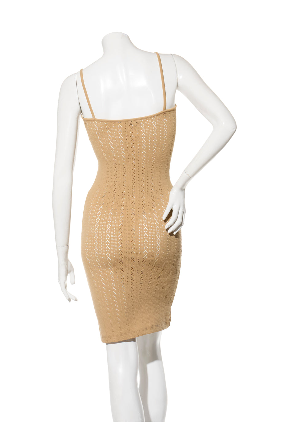 Fendi Pre-Fall 2021 Sheer Organza Shirt Dress Knit Slip & Leather Belt Set IT 40