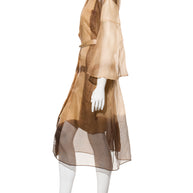 Fendi Pre-Fall 2021 Sheer Organza Shirt Dress Knit Slip & Leather Belt Set IT 40