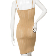 Fendi Pre-Fall 2021 Sheer Organza Shirt Dress Knit Slip & Leather Belt Set IT 40