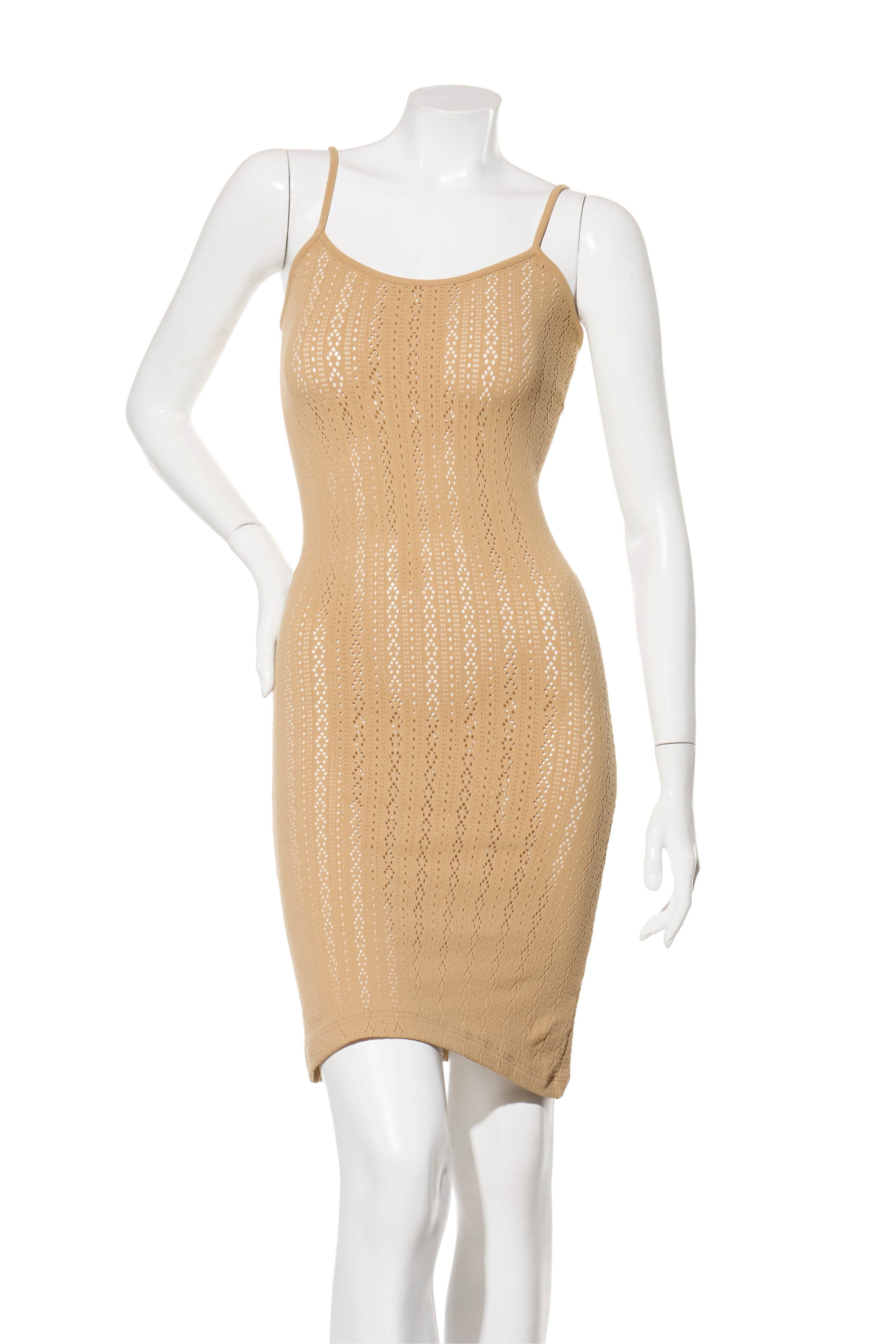 Fendi Pre-Fall 2021 Sheer Organza Shirt Dress Knit Slip & Leather Belt Set IT 40