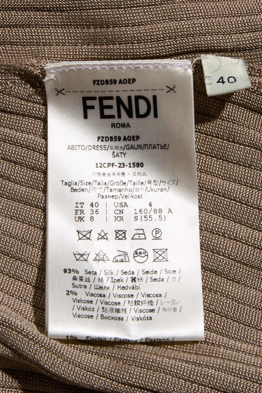 Fendi Pre-Fall 2018 Silk Ribbed Knit Maxi Dress IT 40 (US 4)