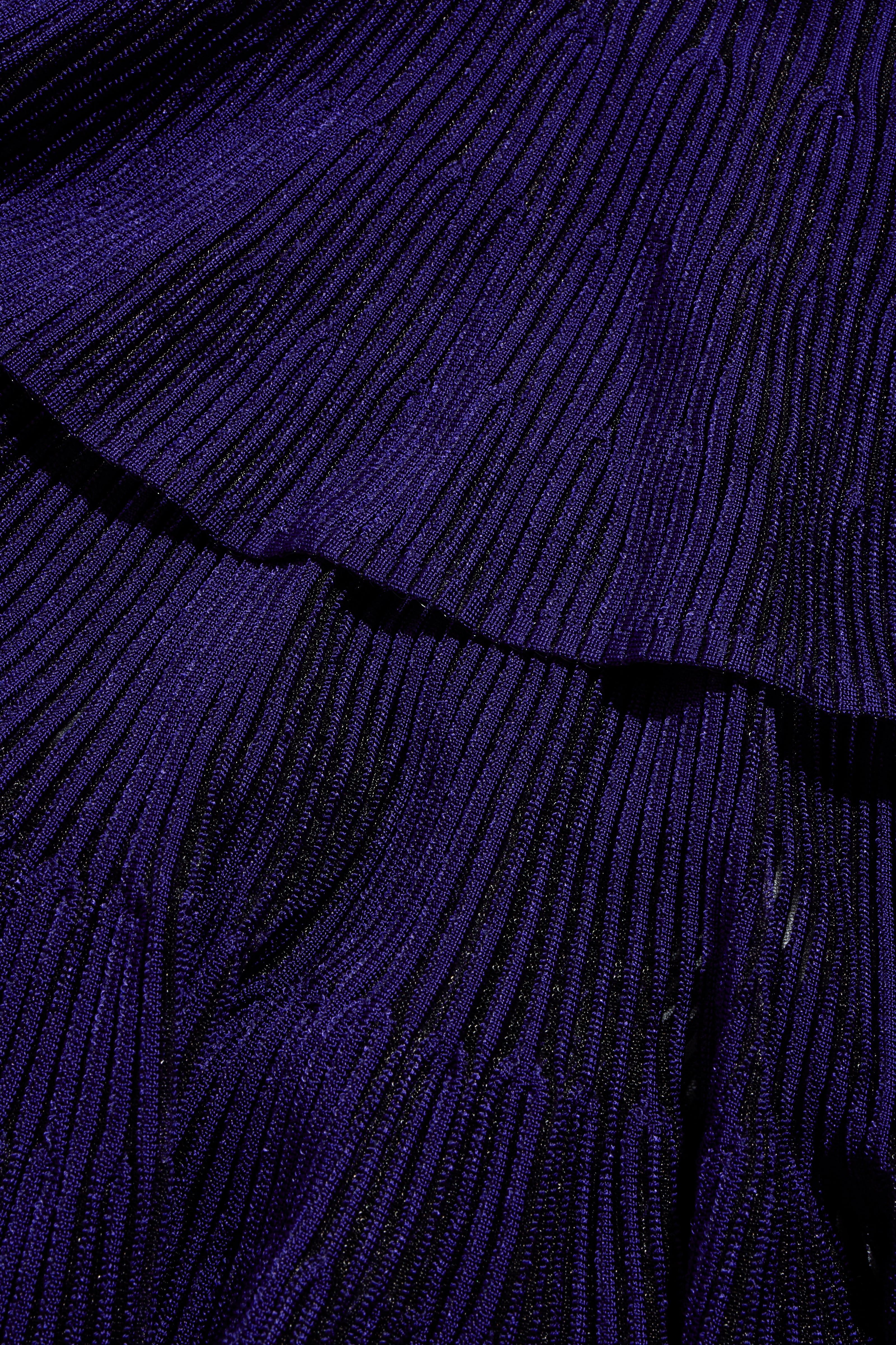 Givenchy Fall/Winter 2022 Runway Violet Mesh Rib Knit Pleated Tiered Mini Dress Size Small