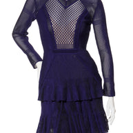 Givenchy Fall/Winter 2022 Runway Violet Mesh Rib Knit Pleated Tiered Mini Dress Size Small