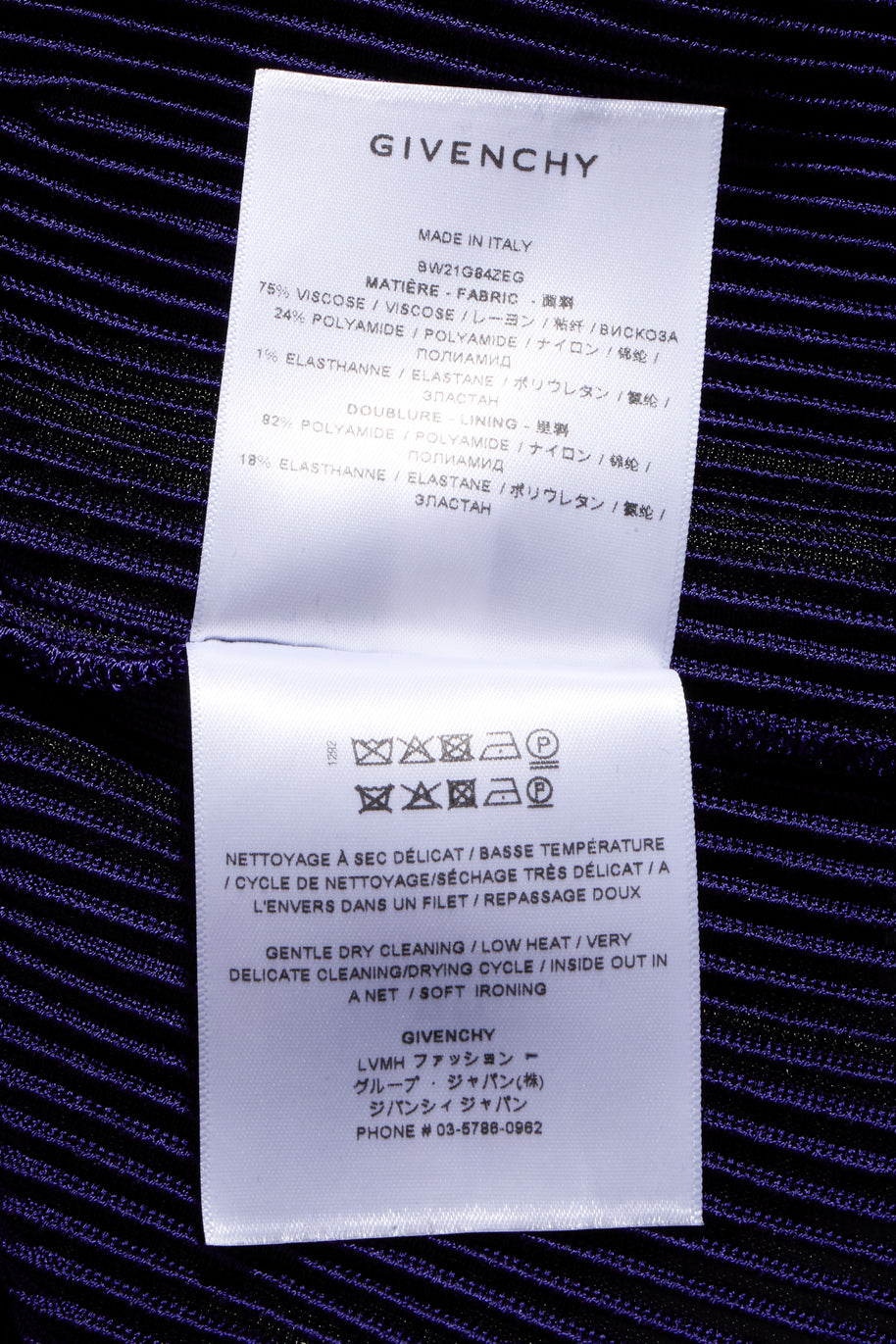 Givenchy Fall/Winter 2022 Runway Violet Mesh Rib Knit Pleated Tiered Mini Dress Size Small