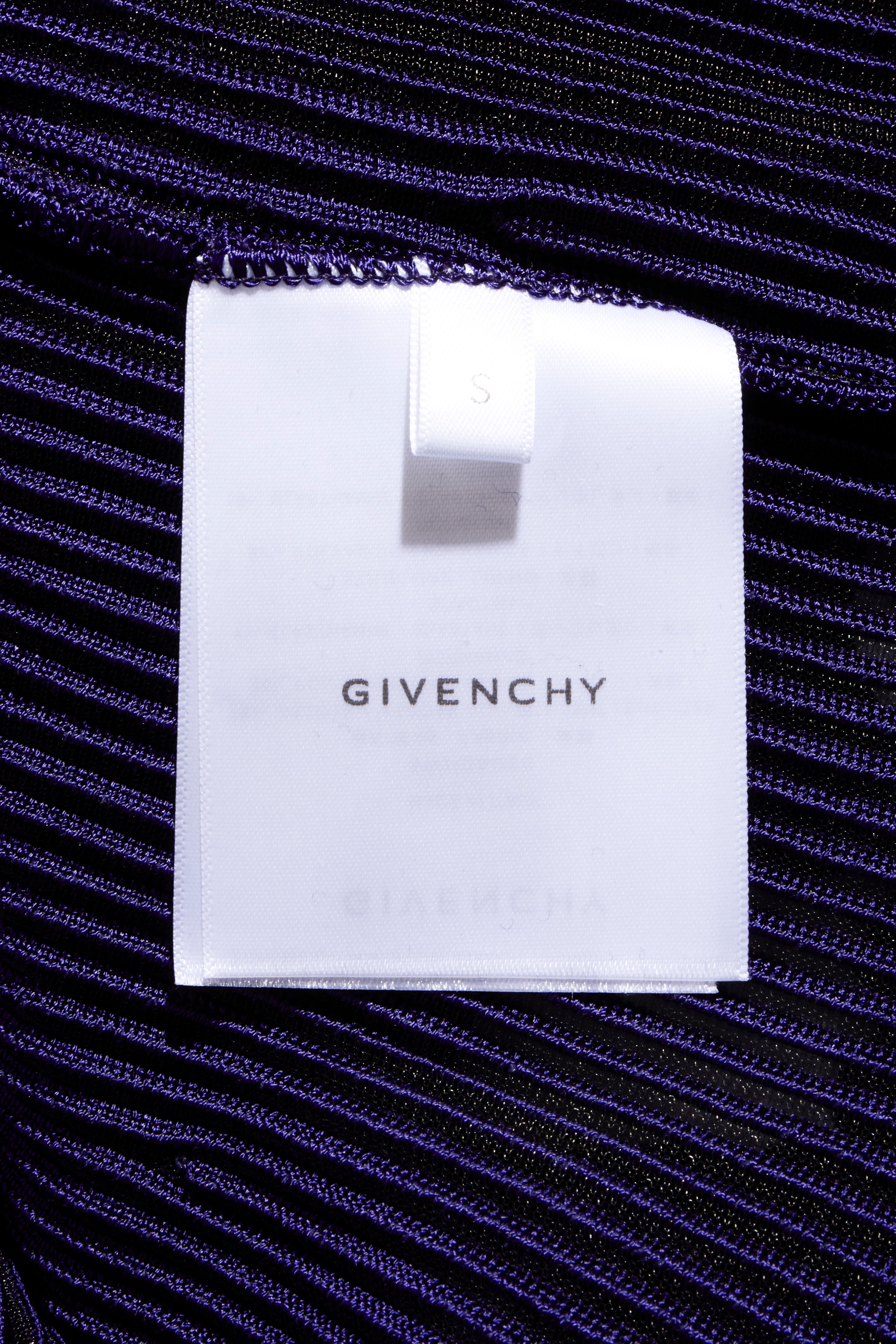 Givenchy Fall/Winter 2022 Runway Violet Mesh Rib Knit Pleated Tiered Mini Dress Size Small