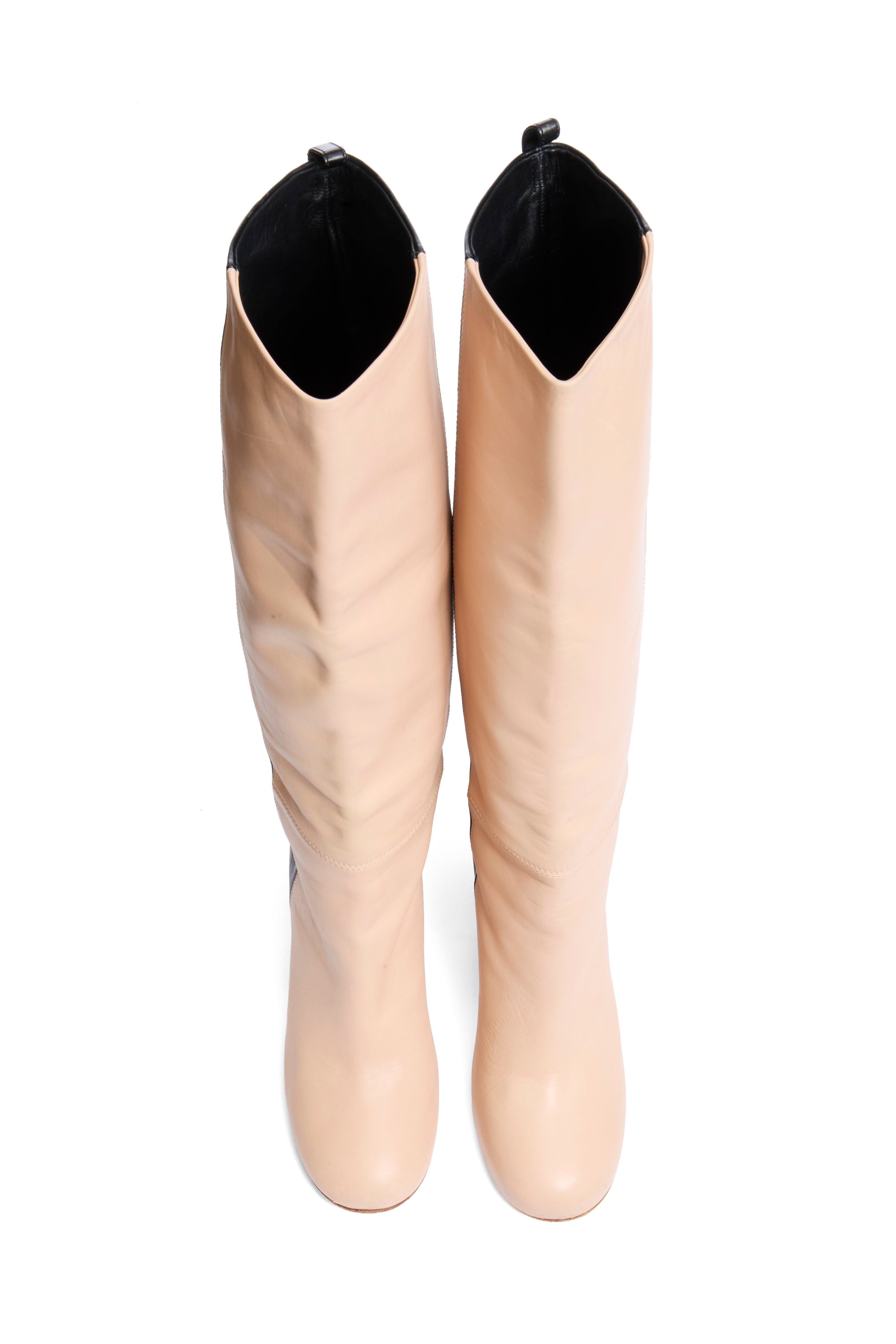 CÉLINE FW12 Two-Tone Leather Wedge Boots Phoebe Philo Era Size 38.5