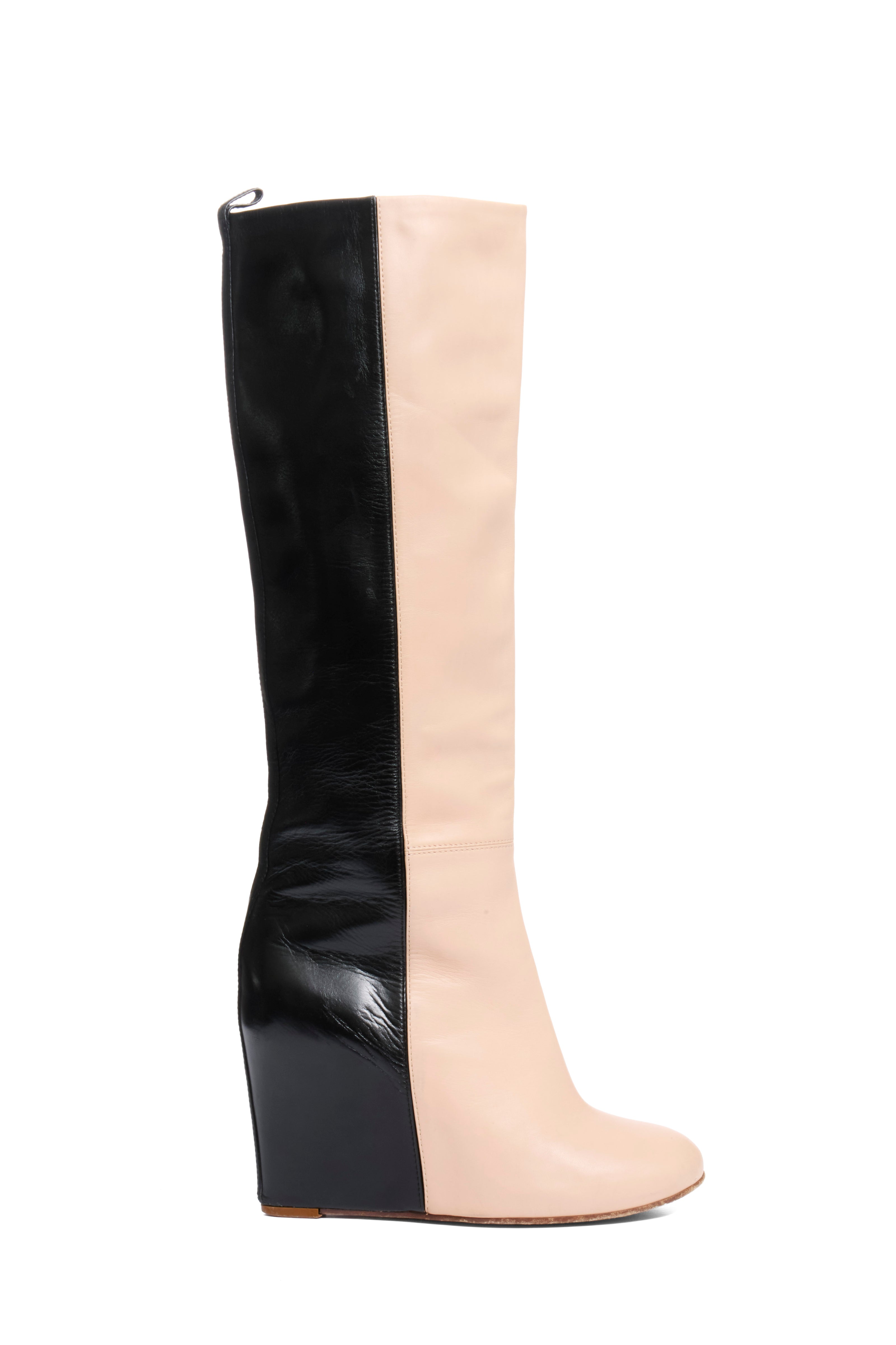 CÉLINE FW12 Two-Tone Leather Wedge Boots Phoebe Philo Era Size 38.5