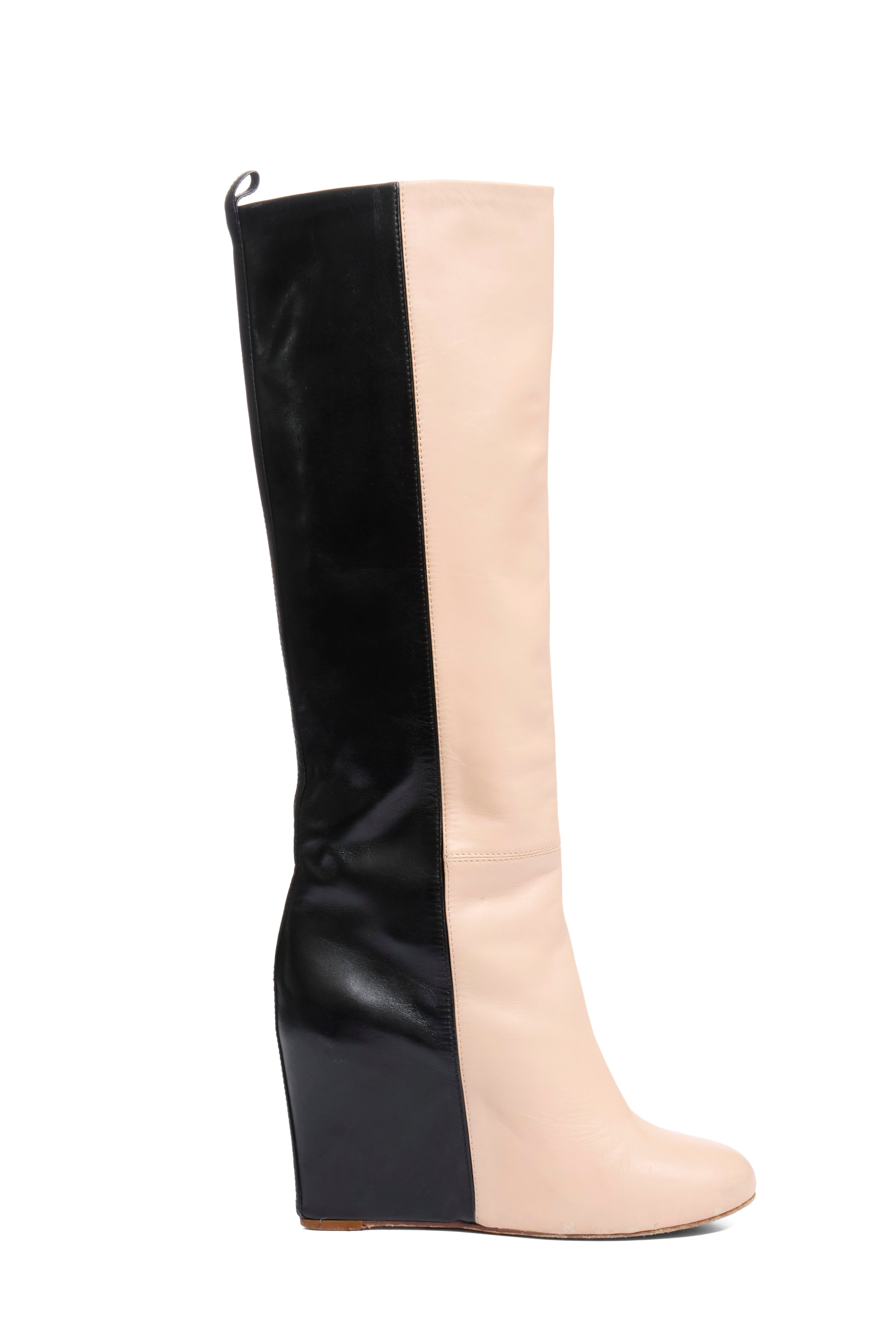 CÉLINE FW12 Two-Tone Leather Wedge Boots Phoebe Philo Era Size 38.5