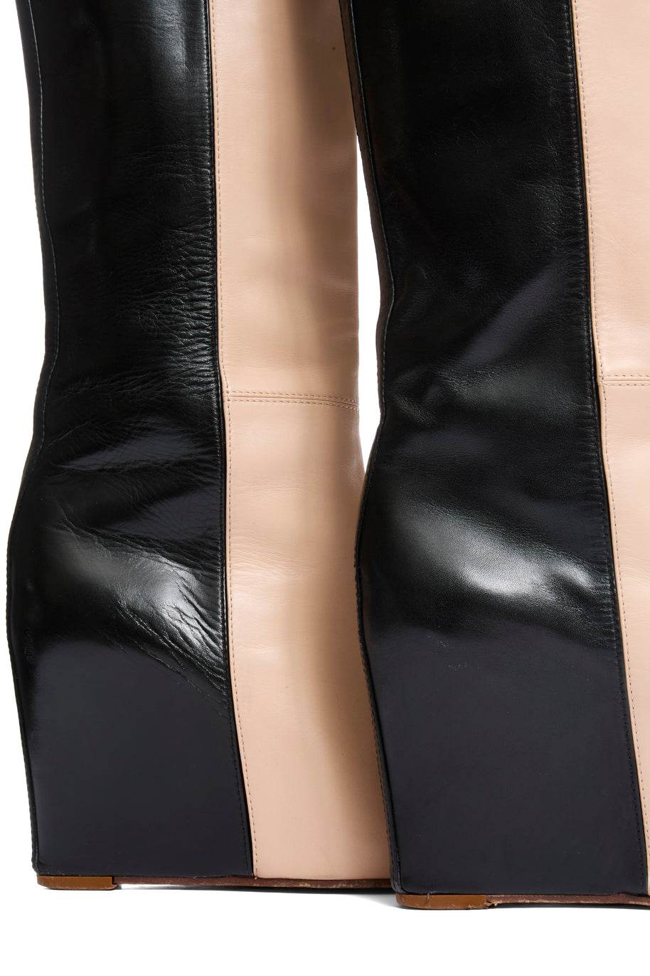 CÉLINE FW12 Two-Tone Leather Wedge Boots Phoebe Philo Era Size 38.5