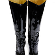 Dolce Gabbana FW07 Patent Leather Baroque-Heel Knee-High Boots Size 39