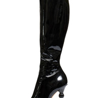 Dolce Gabbana FW07 Patent Leather Baroque-Heel Knee-High Boots Size 39
