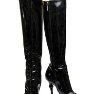 Dolce Gabbana FW07 Patent Leather Baroque-Heel Knee-High Boots Size 39