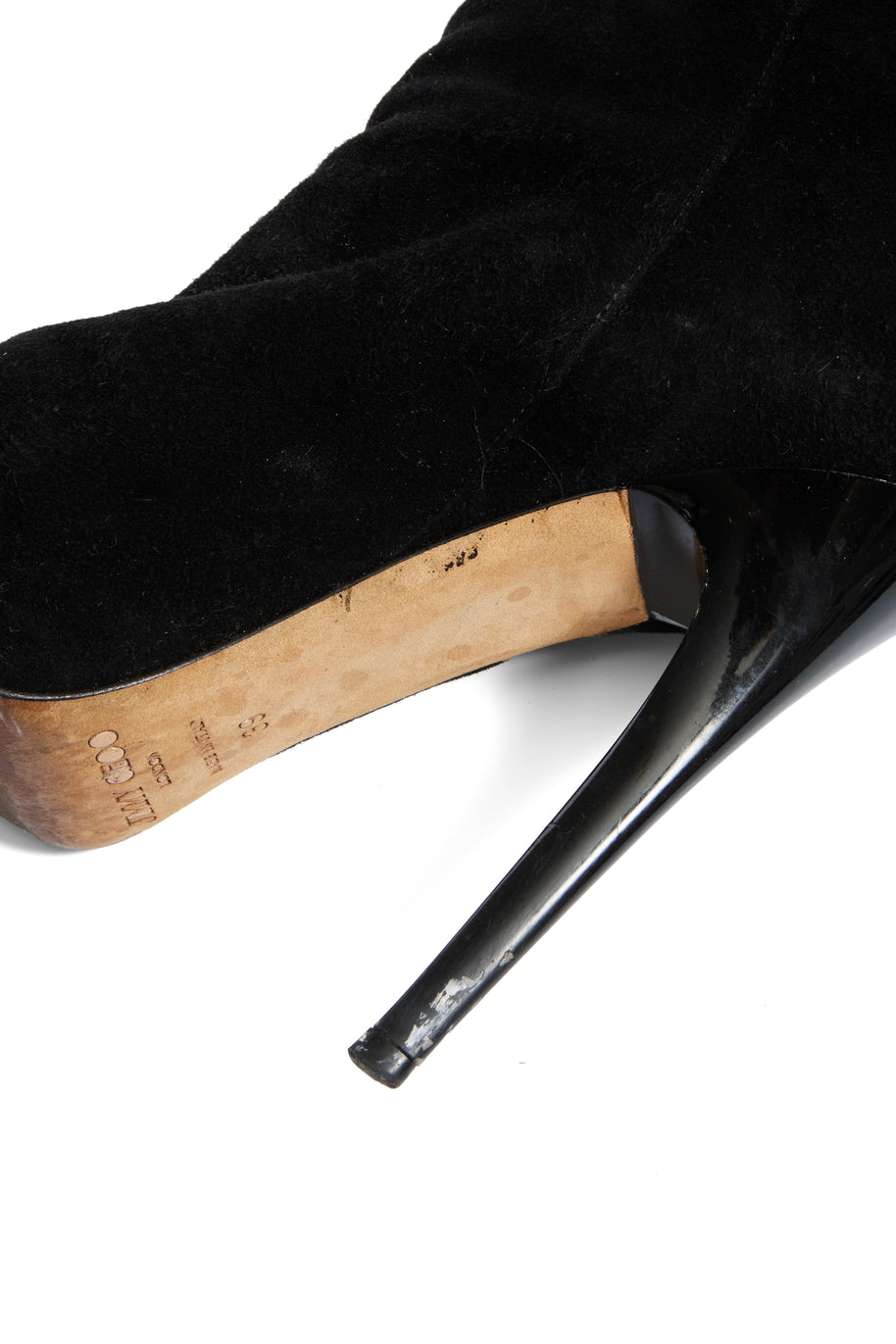 Jimmy Choo Titan Black Suede Over The Knee Boots Heel 4.5” Size 39 AW12 Italy