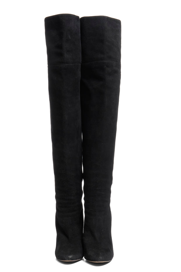 Jimmy Choo Titan Black Suede Over The Knee Boots Heel 4.5” Size 39 AW12 Italy