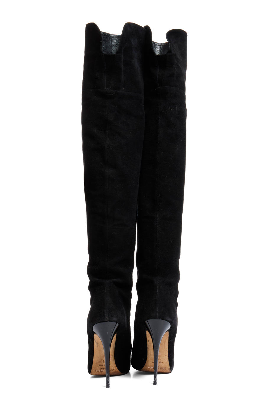 Jimmy Choo Titan Black Suede Over The Knee Boots Heel 4.5” Size 39 AW12 Italy