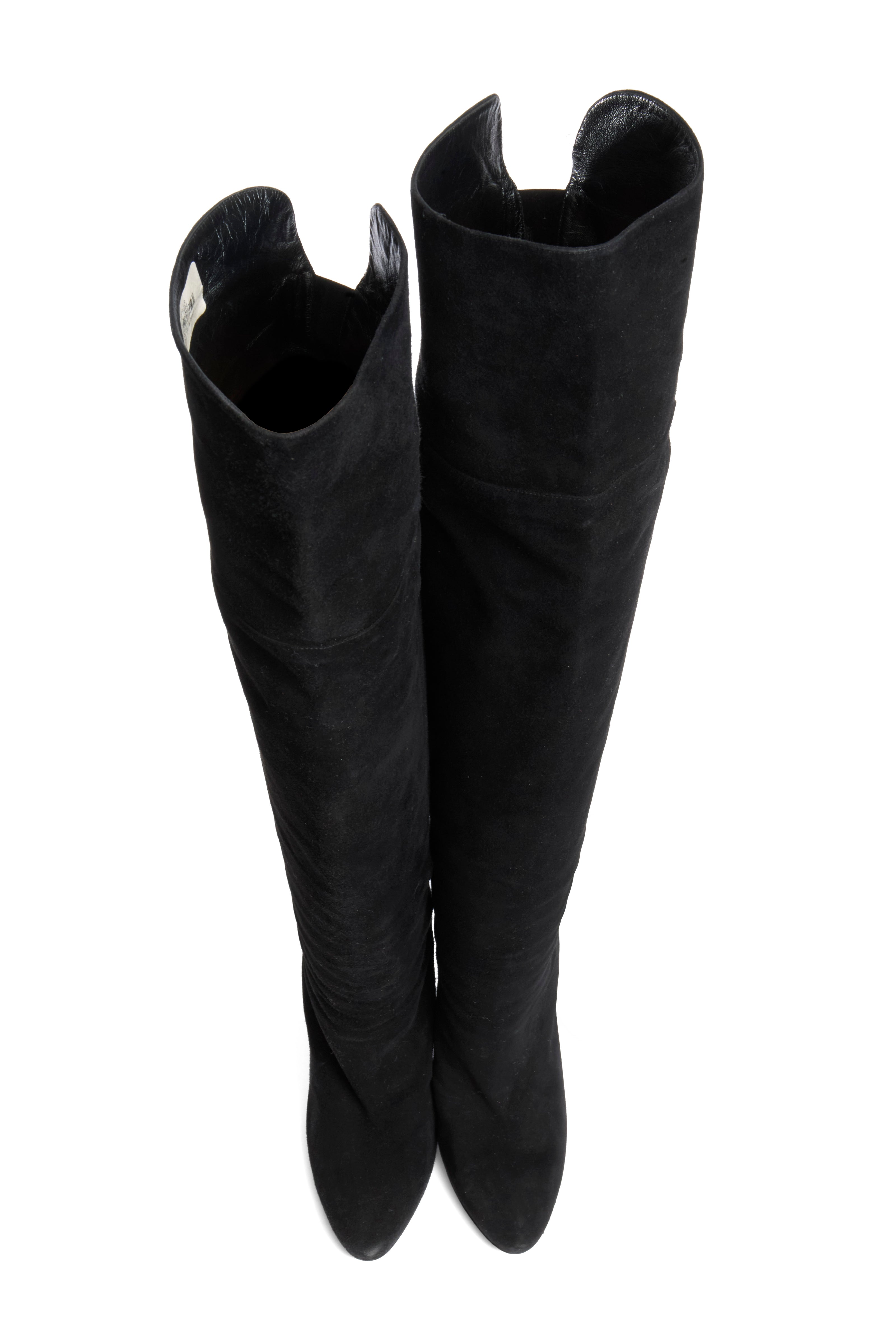 Jimmy Choo Titan Black Suede Over The Knee Boots Heel 4.5” Size 39 AW12 Italy