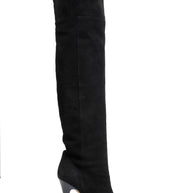 Jimmy Choo Titan Black Suede Over The Knee Boots Heel 4.5” Size 39 AW12 Italy