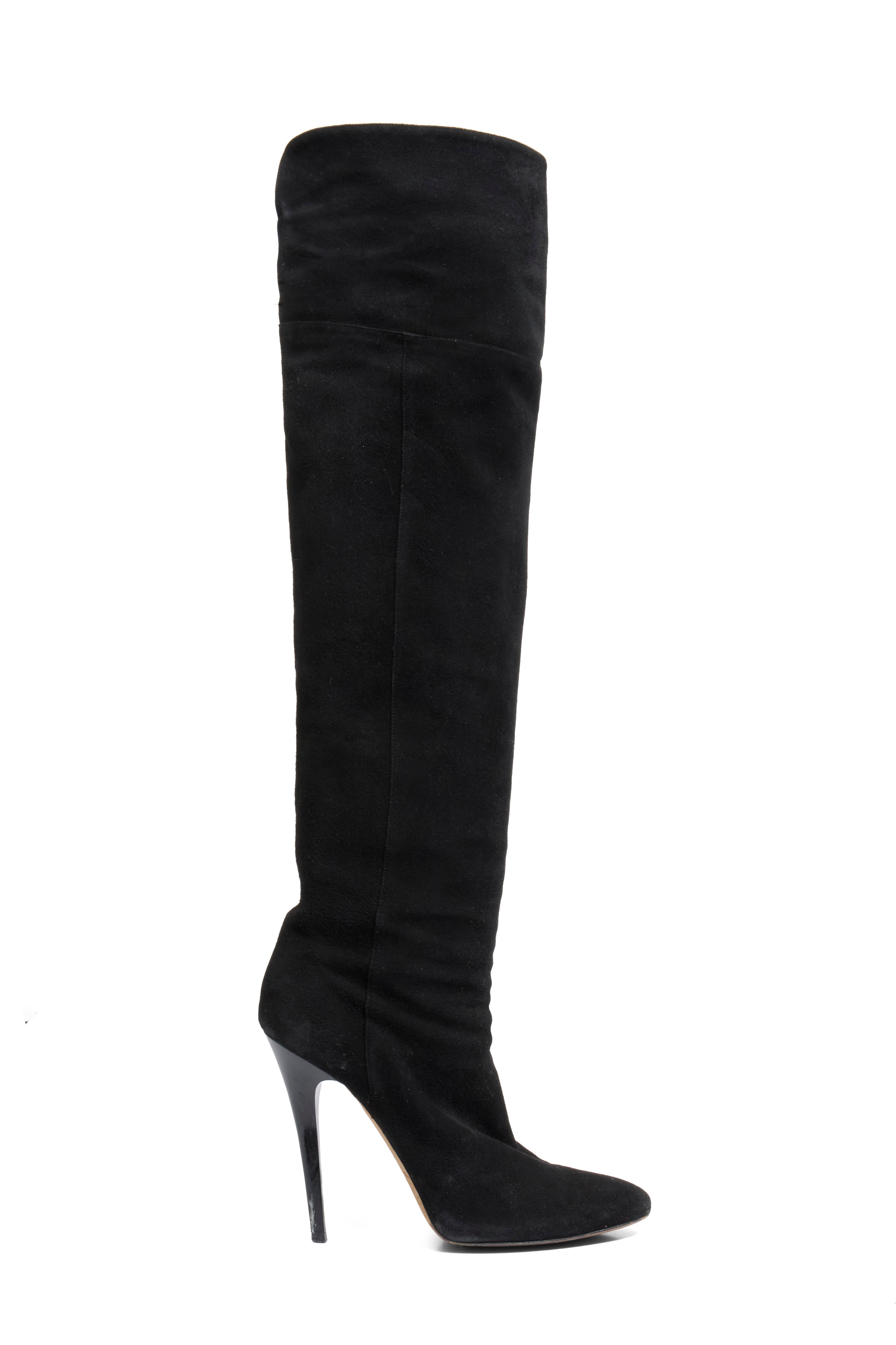 Jimmy Choo Titan Black Suede Over The Knee Boots Heel 4.5” Size 39 AW12 Italy