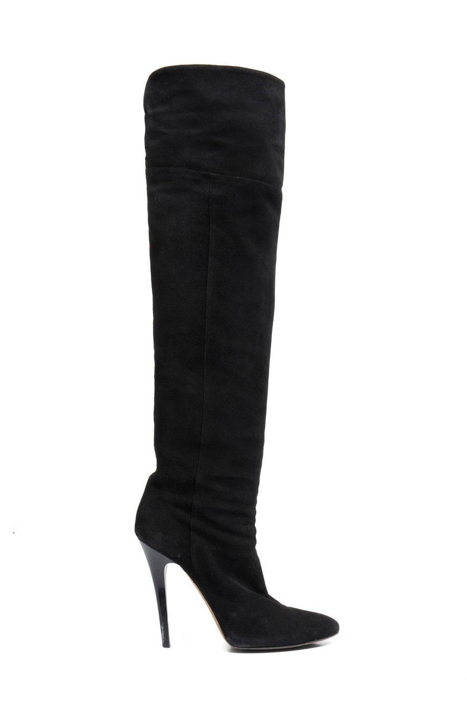 Jimmy Choo Titan Black Suede Over The Knee Boots Heel 4.5” Size 39 AW12 Italy