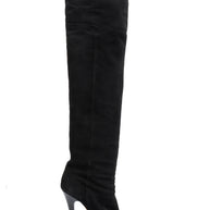 Jimmy Choo Titan Black Suede Over The Knee Boots Heel 4.5” Size 39 AW12 Italy