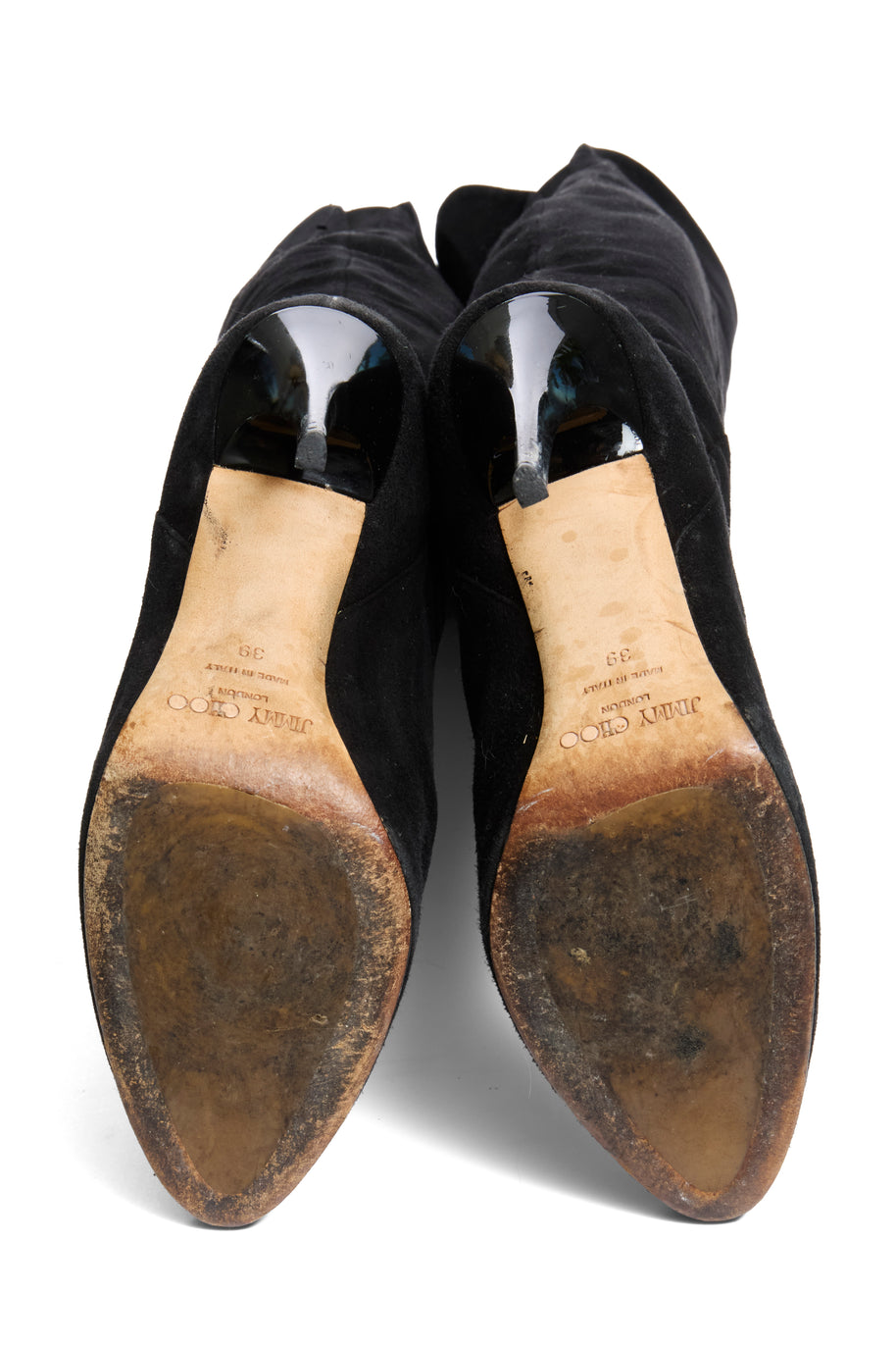 Jimmy Choo Titan Black Suede Over The Knee Boots Heel 4.5” Size 39 AW12 Italy