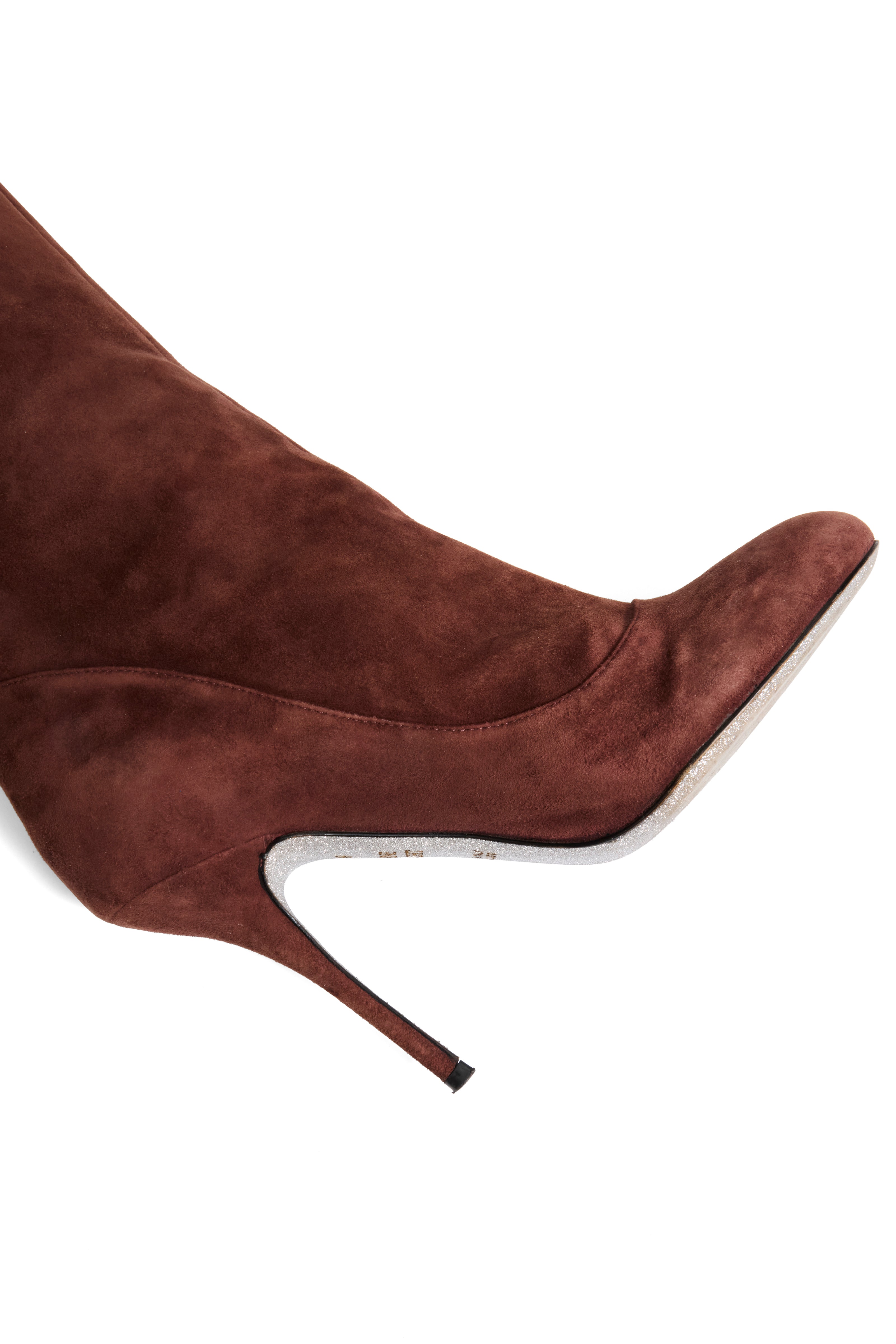 Alberto Moretti Chestnut Suede Knee-High Stiletto Boots FW18 Collection (IT 39)