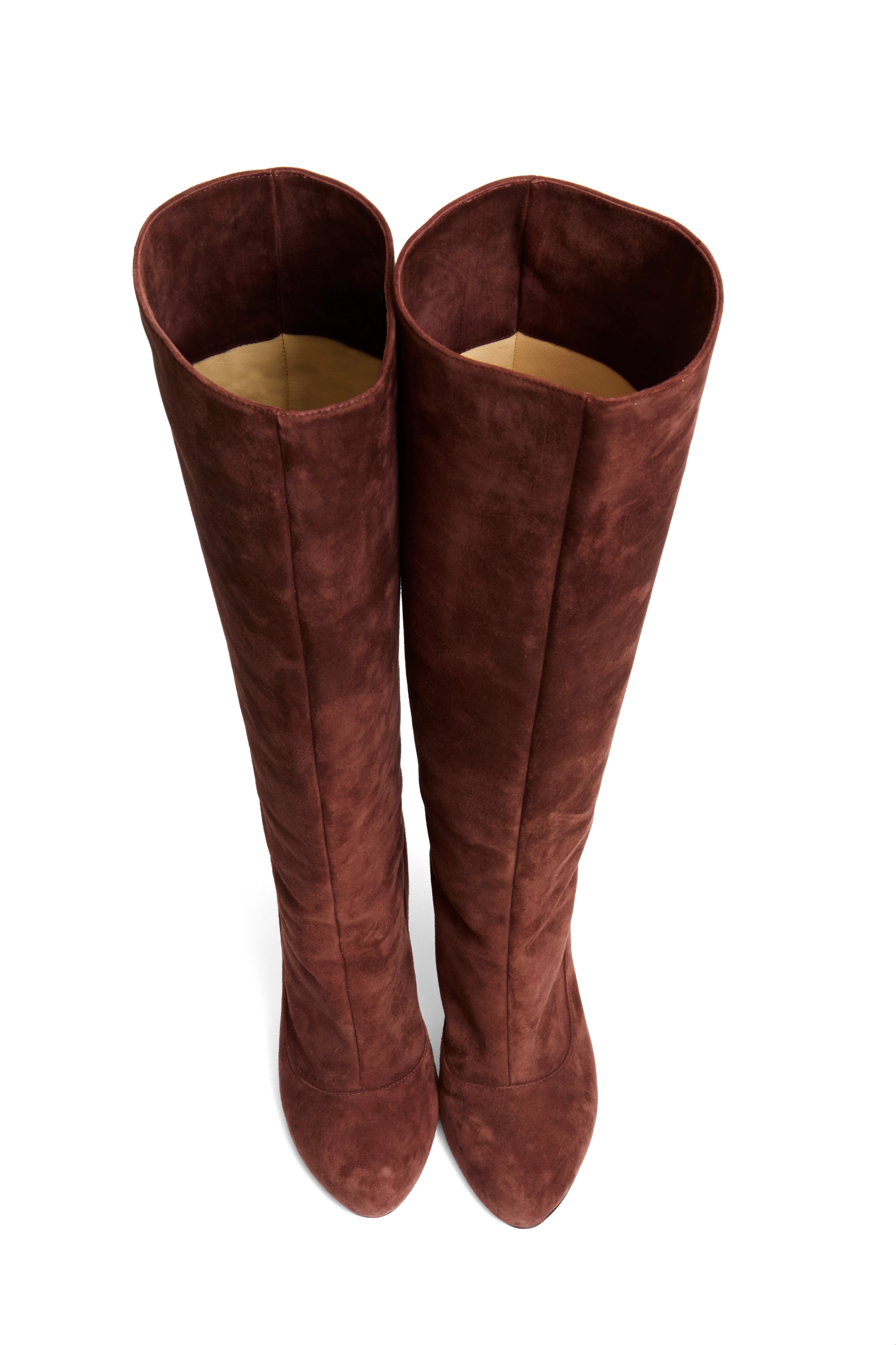 Alberto Moretti Chestnut Suede Knee-High Stiletto Boots FW18 Collection (IT 39)