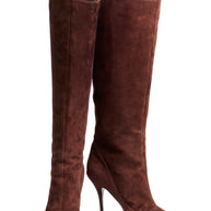 Alberto Moretti Chestnut Suede Knee-High Stiletto Boots FW18 Collection (IT 39)