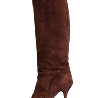 Alberto Moretti Chestnut Suede Knee-High Stiletto Boots FW18 Collection (IT 39)
