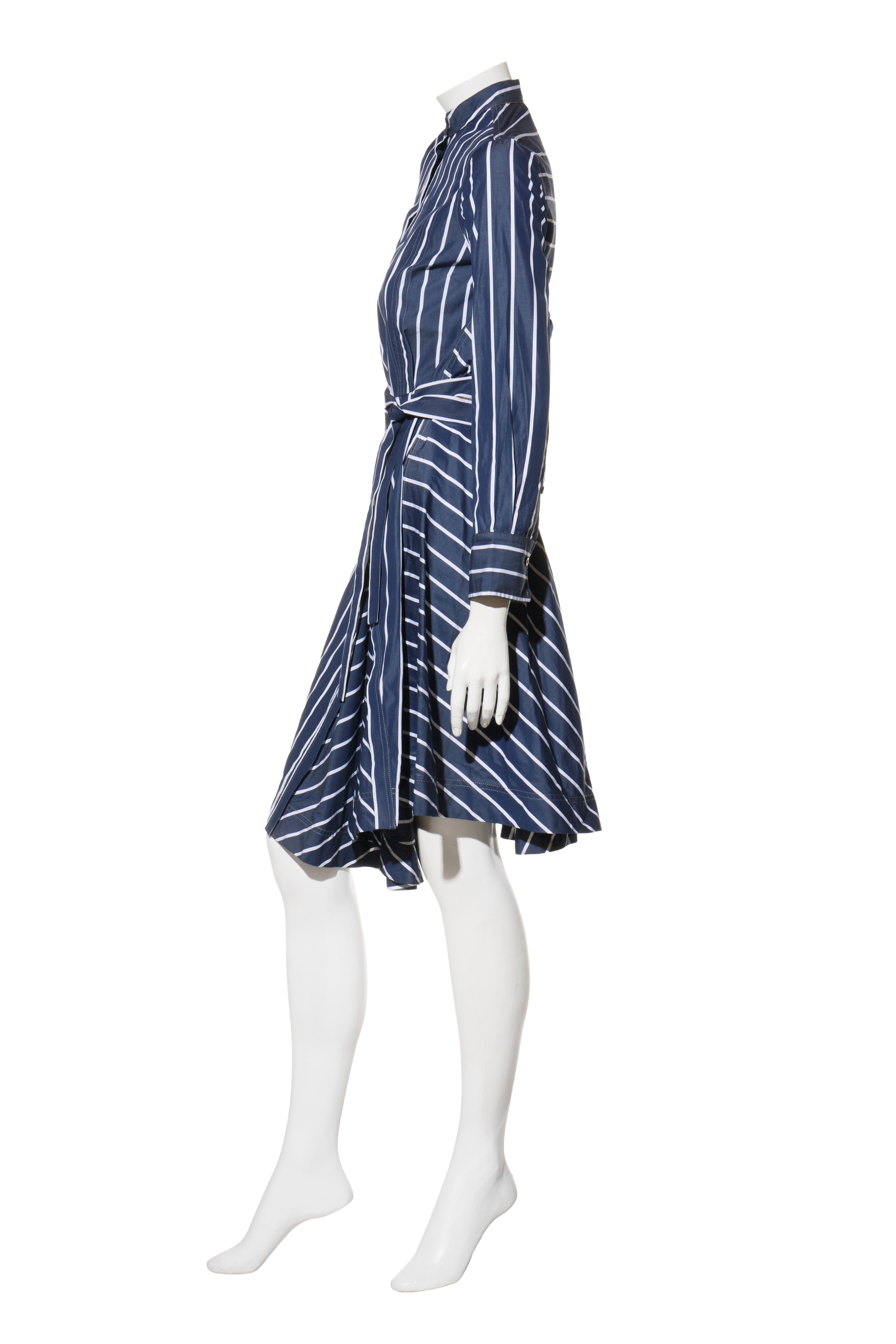 Brunello Cucinelli SS19 Striped Belted Shirt Dress Size XS