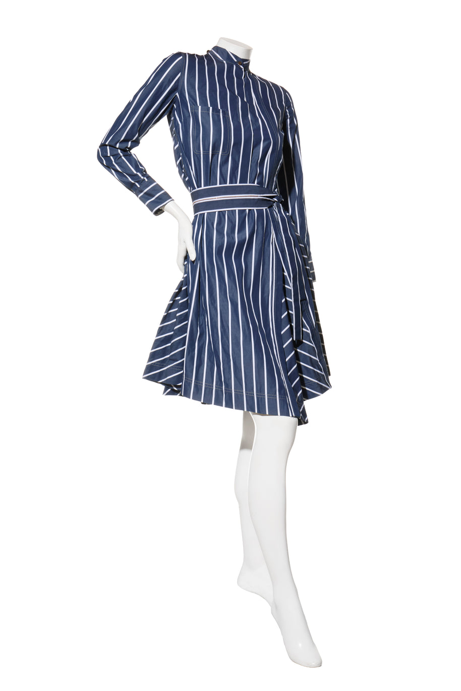 Brunello Cucinelli SS19 Striped Belted Shirt Dress Size XS