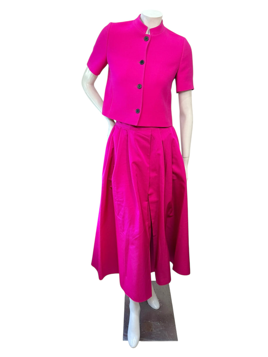 Christian Dior Fuchsia Wool Silk Skirt Suit Set 2023 Size FR36 US4