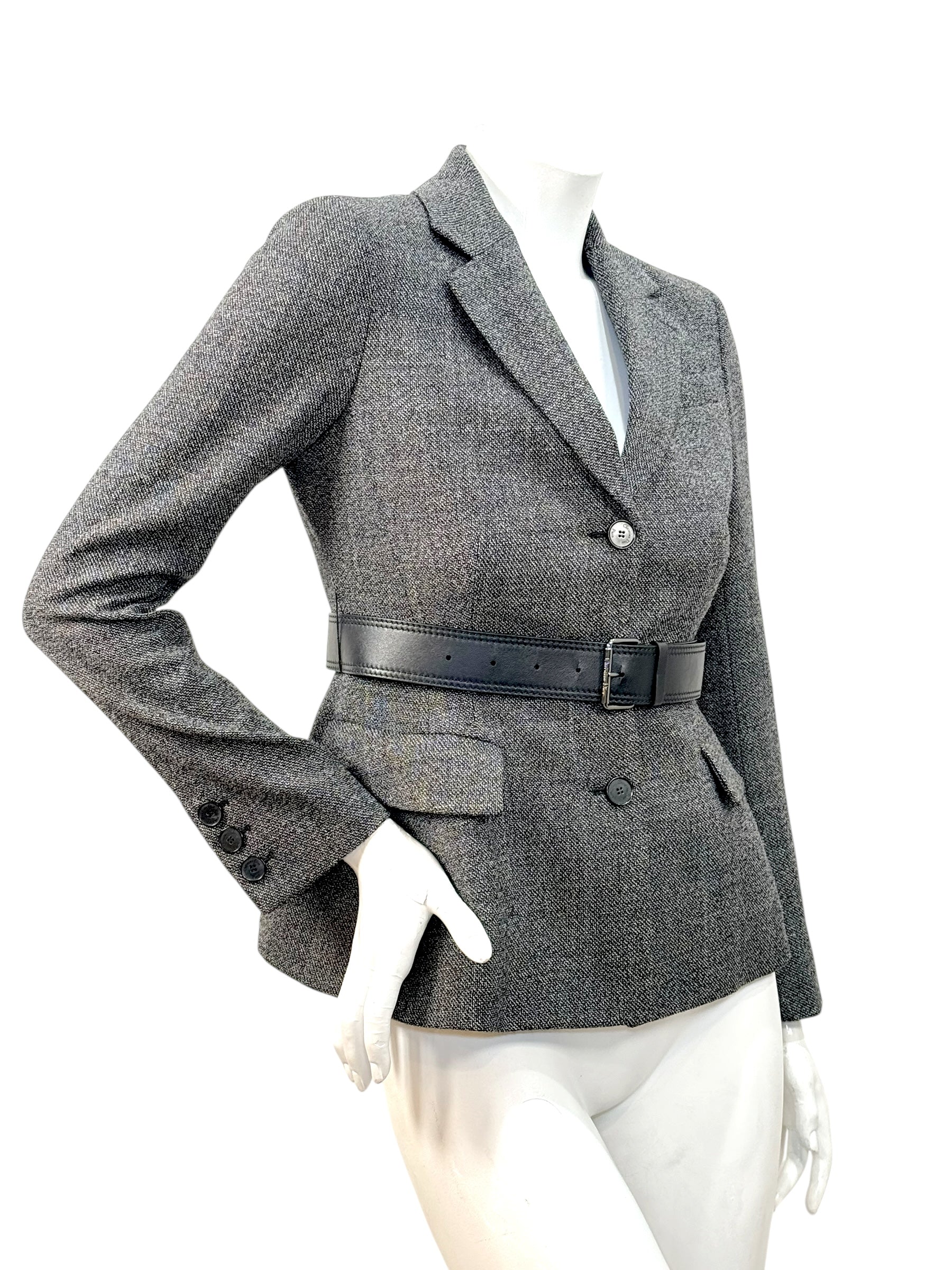 Christian Dior SS2011 3-Piece Wool Blazer, Removable Cape & Logo Belt Set FR36 | Galliano Era