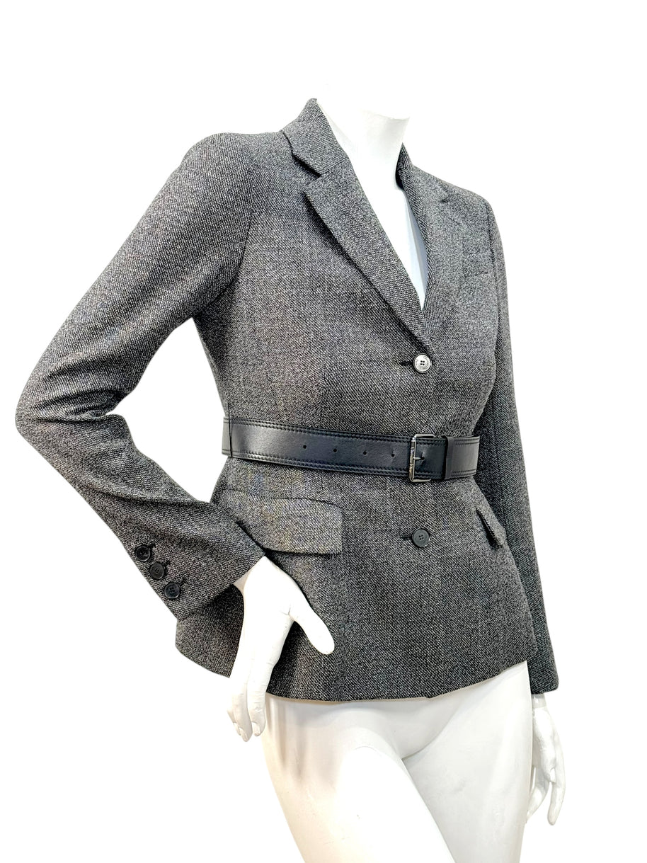 Christian Dior SS2011 3-Piece Wool Blazer, Removable Cape & Logo Belt Set FR36 | Galliano Era