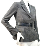 Christian Dior SS2011 3-Piece Wool Blazer, Removable Cape & Logo Belt Set FR36 | Galliano Era