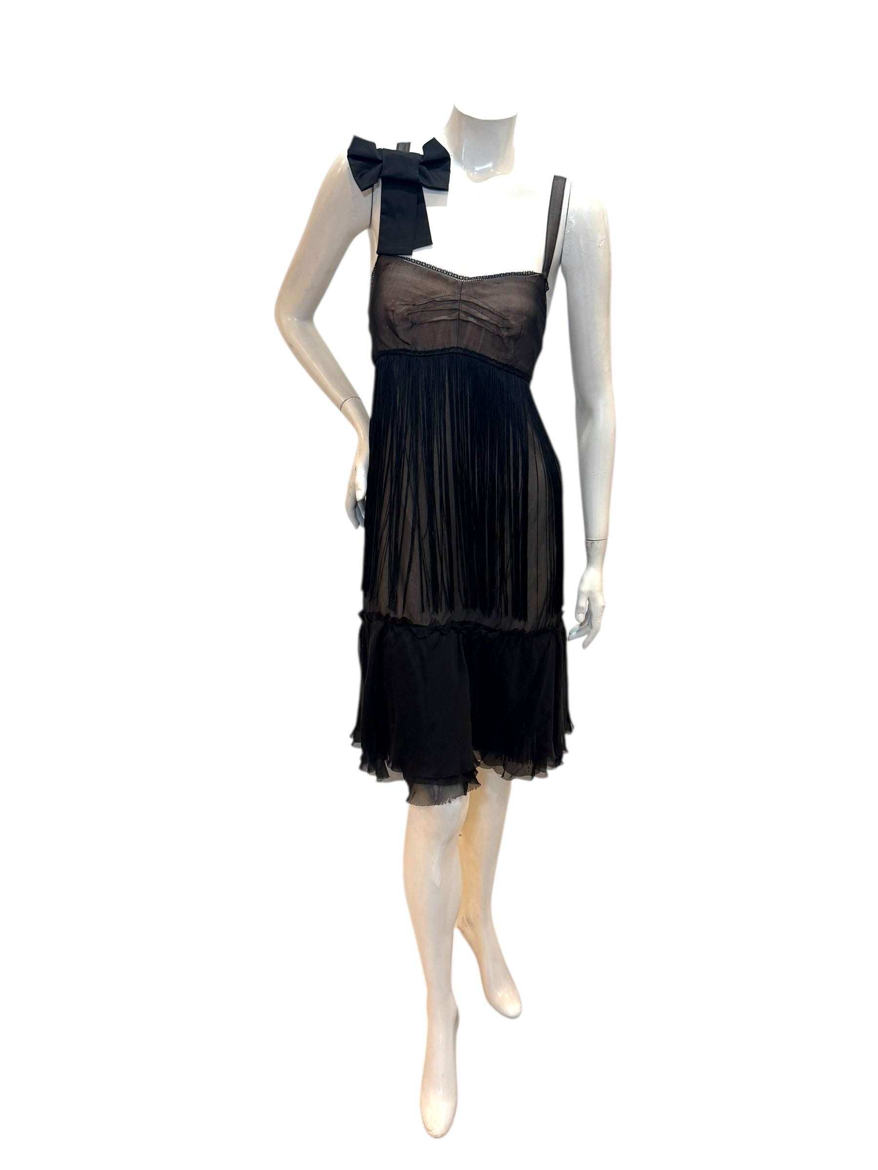 Dolce & Gabbana Sheer Silk Bow Strap Dress Early 2000s IT 44
