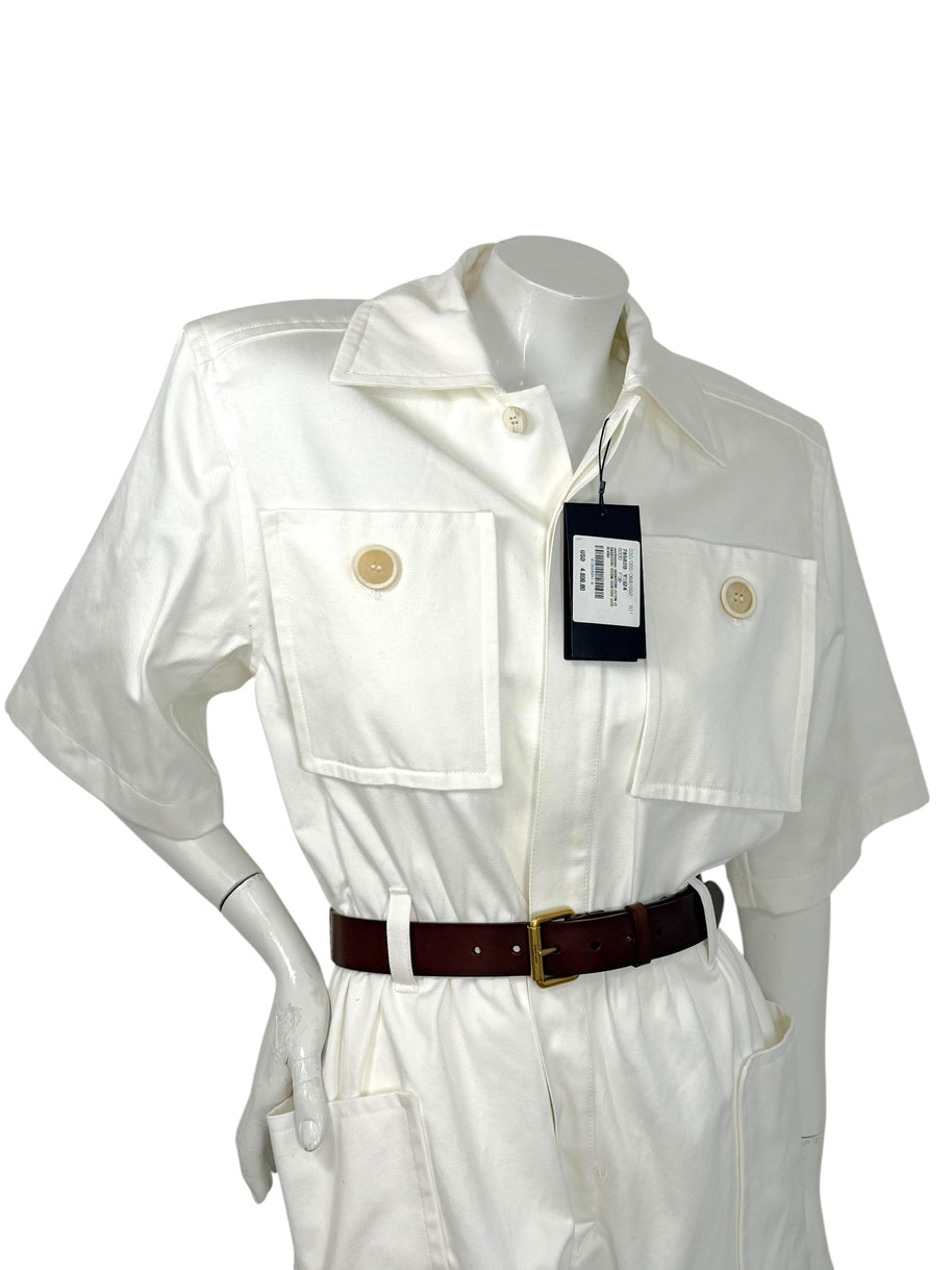 SAINT LAURENT 2023 White Utility Jumpsuit FR 36 NWT