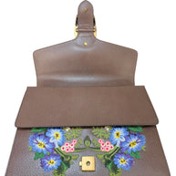 Gucci Dionysus Embroidered Floral Leather Shoulder Bag Taupe Web Stripe