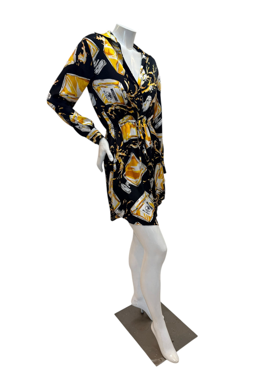 Moschino Couture Perfume Print Wrap Dress – Jeremy Scott Era IT 40