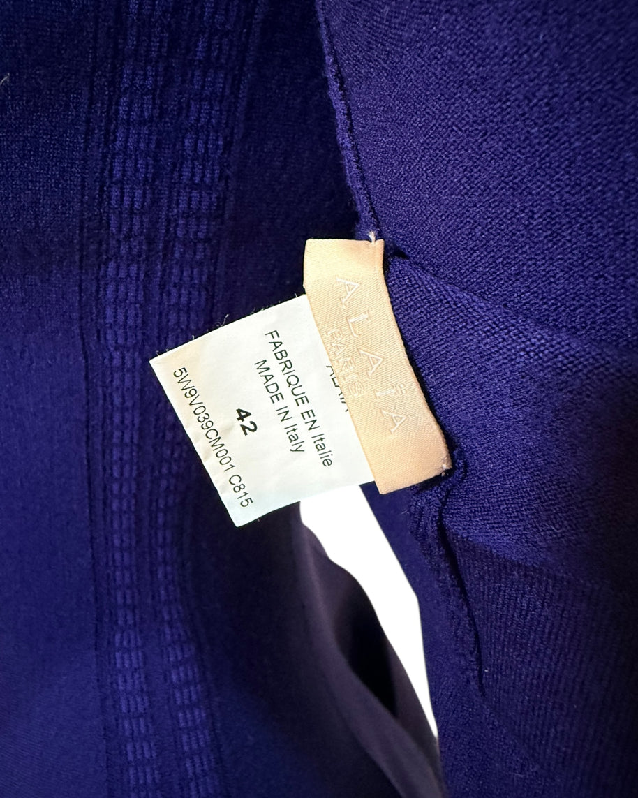 Alaïa Sculpted Knit Dress & Cropped Cardigan Set Blue IT 38 /40