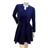 Alaïa Sculpted Knit Dress & Cropped Cardigan Set Blue IT 38 /40