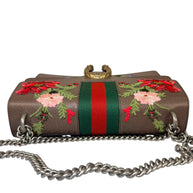 Gucci Dionysus Embroidered Floral Leather Shoulder Bag Taupe Web Stripe