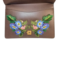 Gucci Dionysus Embroidered Floral Leather Shoulder Bag Taupe Web Stripe
