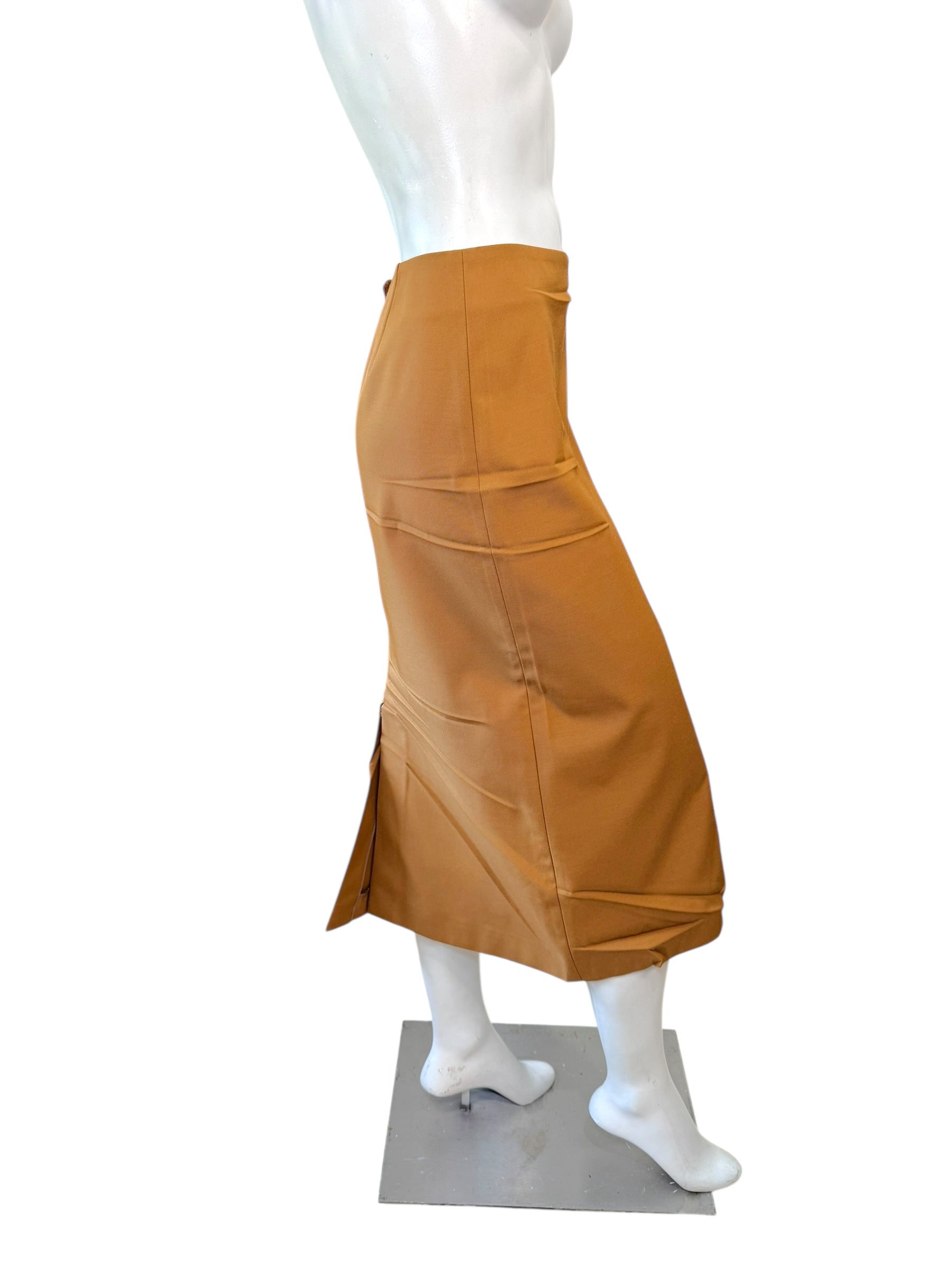 Prada SS2023 Camel Jacket & Pencil Skirt Set IT 38 | Sculpted Made in Italy