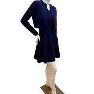 Alaïa Sculpted Knit Dress & Cropped Cardigan Set Blue IT 38 /40
