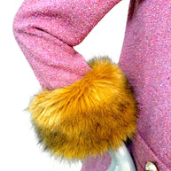 Saint Laurent Pink Tweed Faux Fur Cuff Jacket FW2021 Size FR38