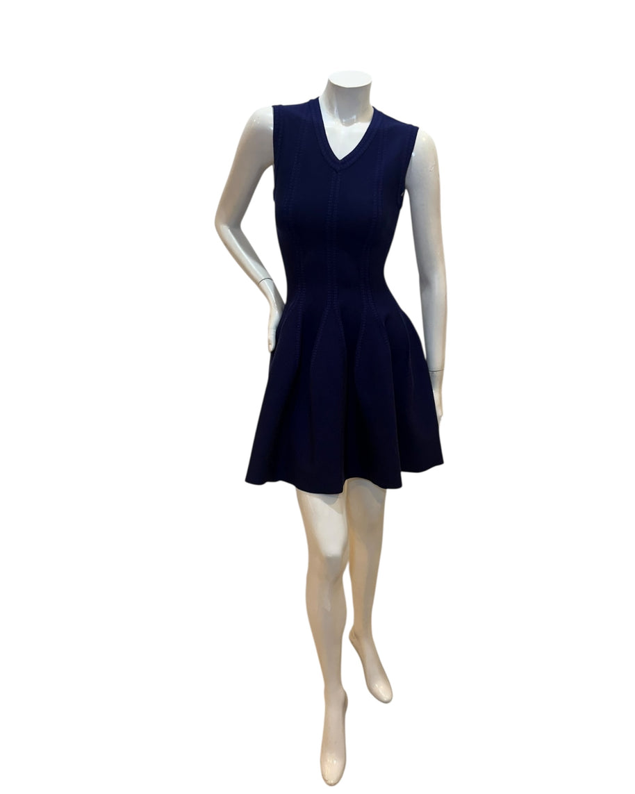 Alaïa Sculpted Knit Dress & Cropped Cardigan Set Blue IT 38 /40