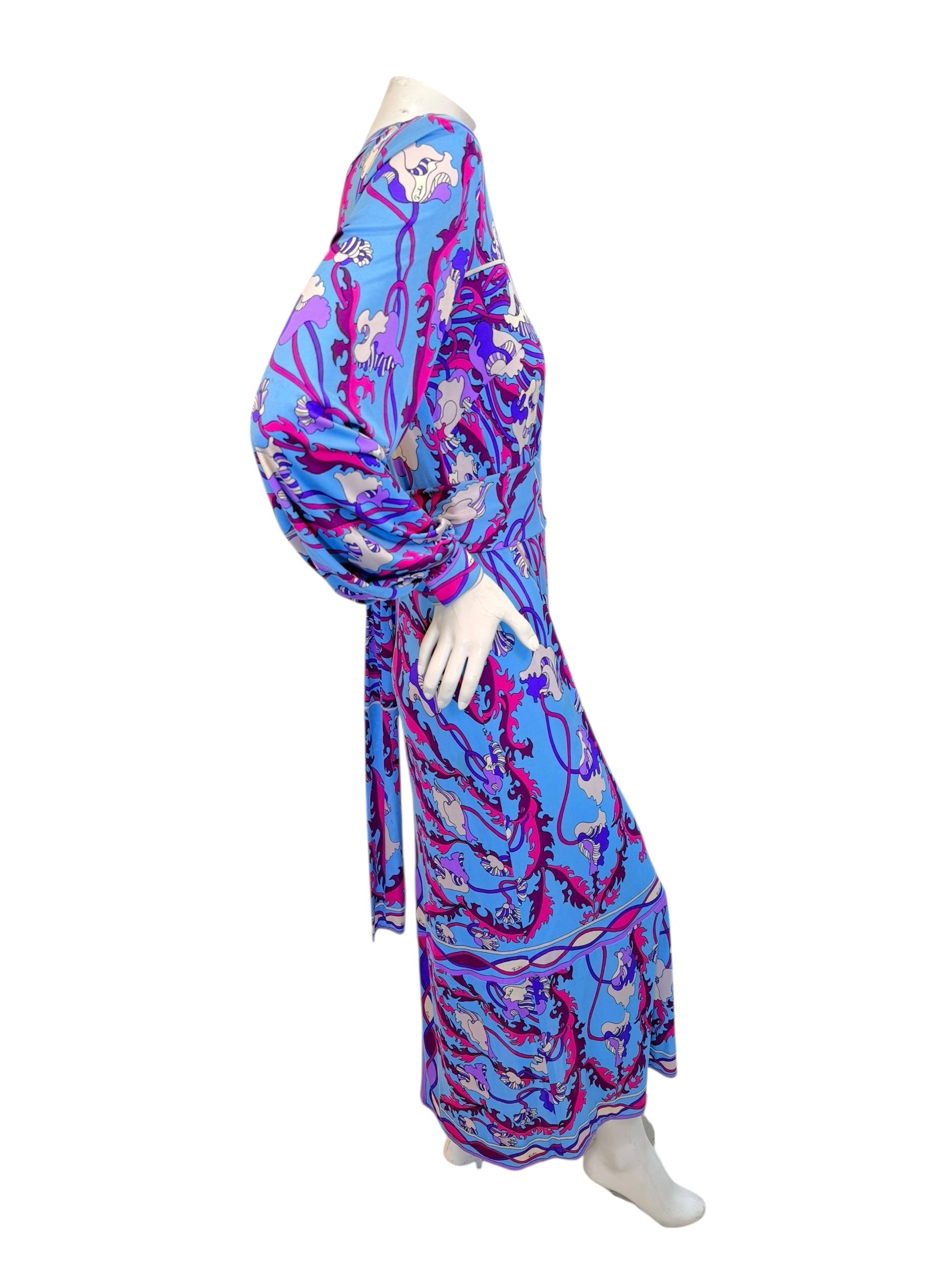 Vintage Emilio Pucci Psychedelic Print Long Sleeve Midi Dress | 1960s–1970s Italy